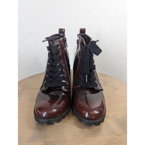 Vintage Block Heel Elisabet Bootie Size Wms 9.5 Burgundy Patent Goth Witchy - Picture 8 of 9